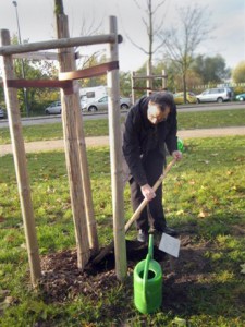 Dr. Bugbee plants a tree on behalf of Lutheran Church–Canada in Wittenberg’s Luther Garden