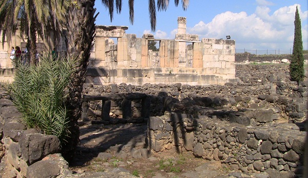 Ruins of Capernaum, with the remains of a fourth-century synagogue reassembled on the site of the synagogue Jesus preached in.