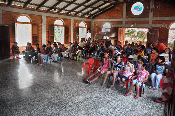 Worship service at the Children of Love Foundation in La Paz, Honduras.