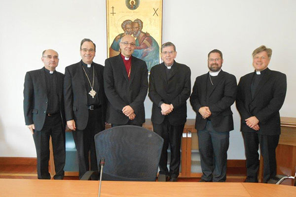 Prof. Dr. Werner Klan, Rev. Dr. Robert Bugbee, Bishop Hans-Jörg Voigt, Cardinal Kurt Koch, Rev. Dr. Albert B. Collver, and Monsignore Dr. Matthias Türk