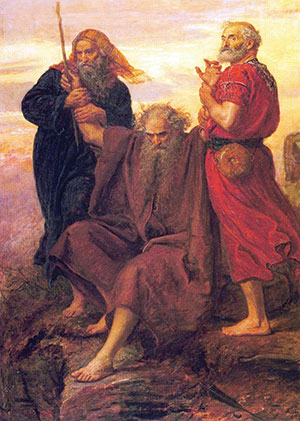 Aaron and Hur hold up Moses’ hands. (John Everett Millais, 1871.)