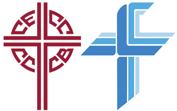 The logos of the Canadian Conference of Catholic Bishops and Lutheran Church–Canada.