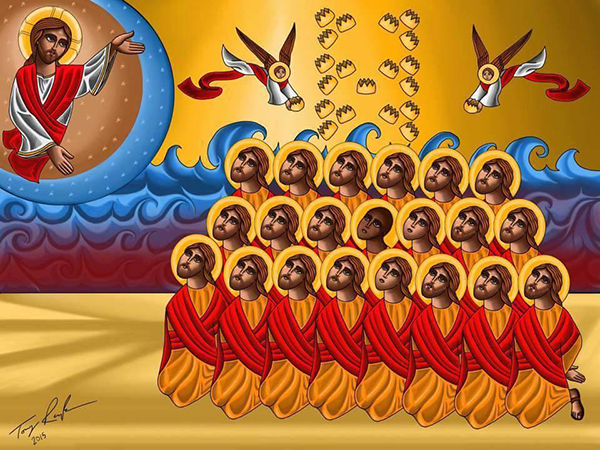An icon of the 21 martyred Coptic Christians, by Tony Rezk.