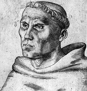 Martin Luther (1520 engraving by Lucas Cranach the Elder).