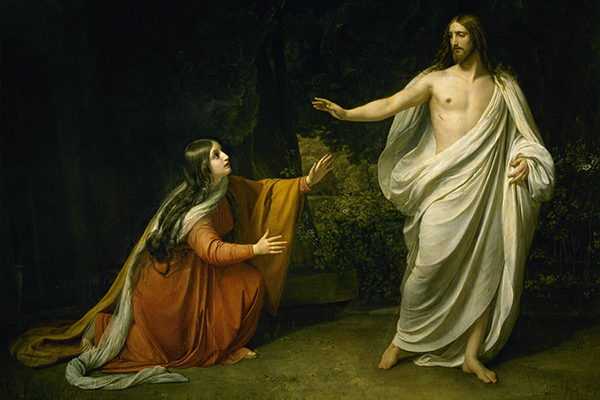 Jesus appears to Mary Magdalene following the resurrection.